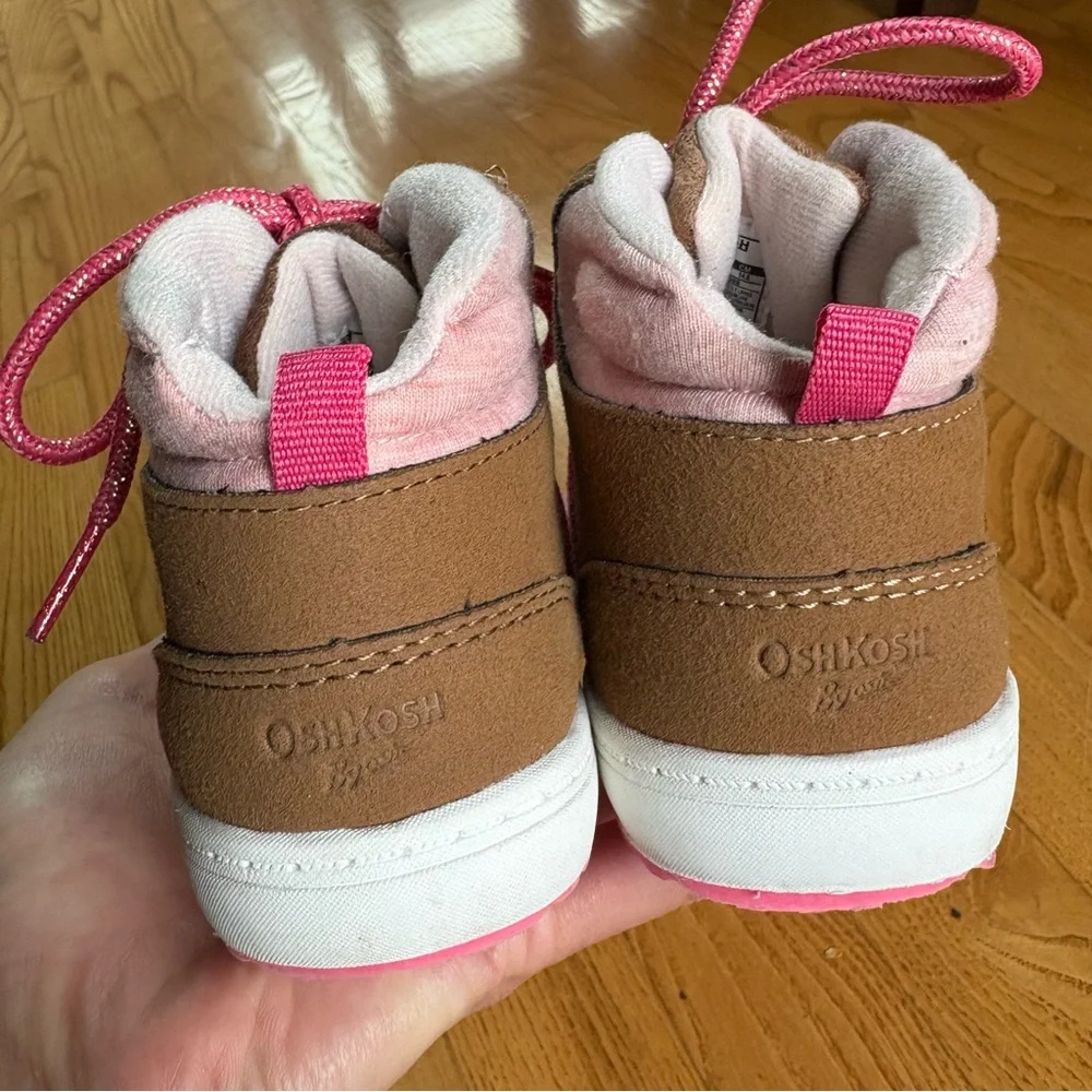 Oshkosh B’gosh Wistman Boots Pink Brown Winter Lace Up Warm Toddler Girls Size 8